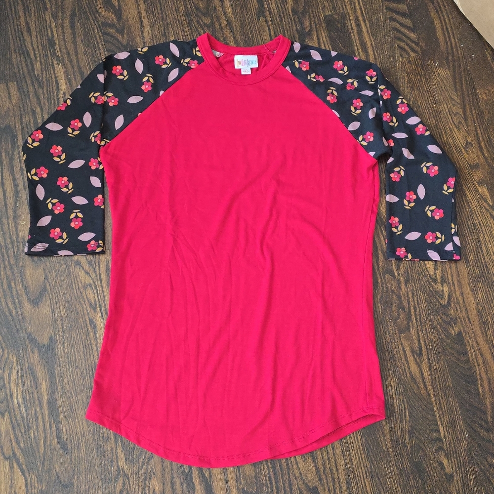 LuLaRoe Red Randy Baseball Tee